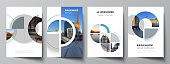 Vector layout of A4 cover mockups design templates for brochure, flyer layout, booklet, cover design, book, brochure cover. Background with circle round banners. Corporate business concept template