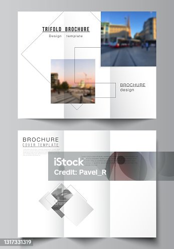 istock Vector layouts of covers design templates with geometric simple shapes, lines and photo place for trifold brochure, flyer layout, magazine, book design, brochure cover, advertising mockups. 1317331319