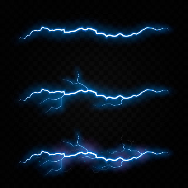 向量閃電，閃電，雷暴，照明。自然現象，光效應。巴布亞紐幾內亞。 - 光線效果 插圖 幅插畫檔、美工圖案、卡通及圖標