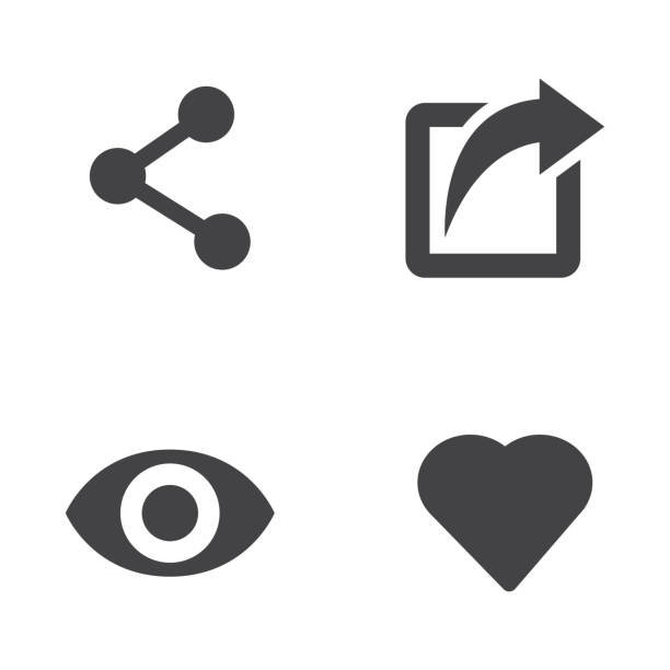 stockillustraties, clipart, cartoons en iconen met vector like share view icon set - sharing