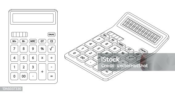 istock Vector line art calculator illustration 1345037330