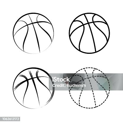 istock Vector line drawing basketball icon 1063612172