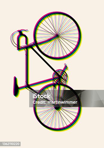 istock Vector line drawing of a racing bike with cmyk effect 1362110220