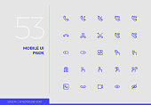 Simple line icons pack of smartphone user interface control. Vector pictogram set for mobile phone user interface design, UX infographics, web apps, business presentation. Sign and symbol collection.