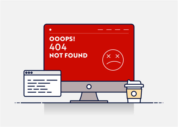 stockillustraties, clipart, cartoons en iconen met vector lijn illustratie concept voor 404 niet gevonden. bewerkbare lijn en pixel perfect. - computer storing