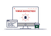 istock Vector Line Illustration Concept for Virus Detected. Editable Stroke and Pixel Perfect. 1182682824
