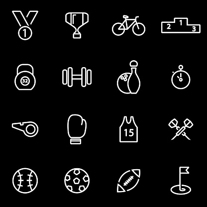 Vector Line Sport Icon Set Stock Illustration - Download Image Now - iStock
