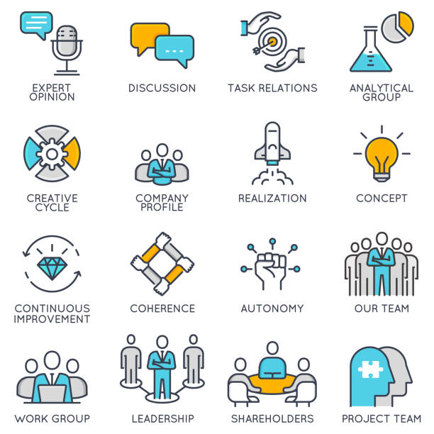 Vector linear icons related to business management and strategy Vector flat linear icons related to business management, strategy, career progress and business process. Flat pictograms and infographics design elements - part 1 independence stock illustrations