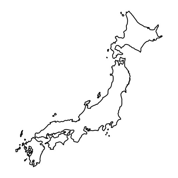 Vector linear map of Japan isolated on white vector art illustration