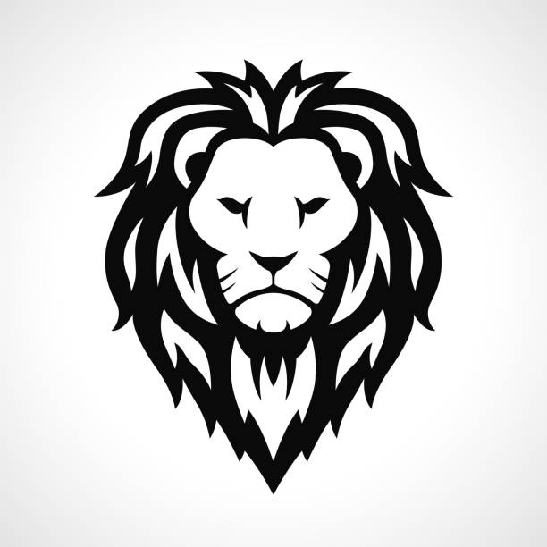 Vector lion head icon design Vector lion icon design on white background lion face stock illustrations