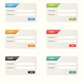 Set of clean vector isolated color login forms templates