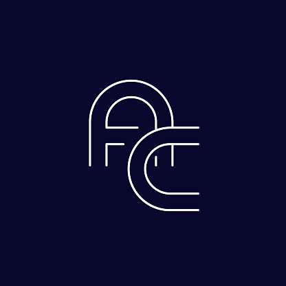 vector logo, AC letters, minimal line design