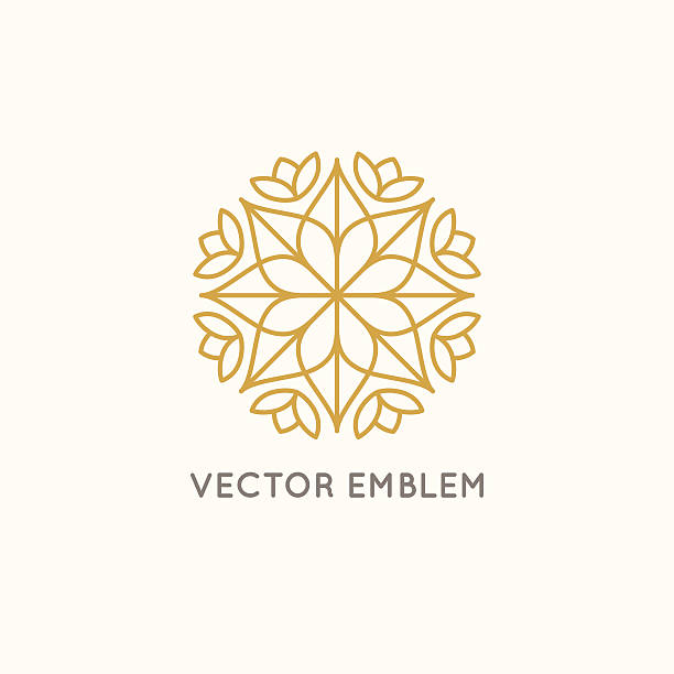 Vector logo design - cosmetics and beauty concept Vector logo design template and emblem made with leaves and flowers - luxury beauty spa concept - badge for yoga studios, holistic medicine centers, natural cosmetics and organic food products yoga patterns stock illustrations