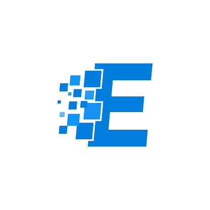 Vector Logo Letter E Blue Blocks Cubes Stock Illustration - Download