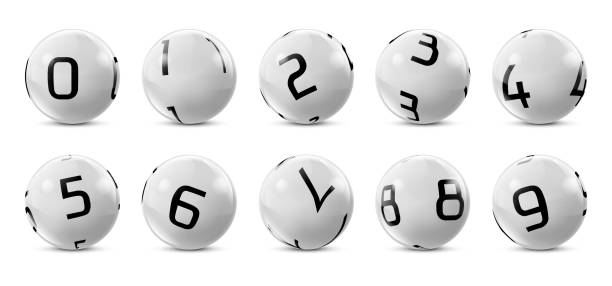 Vector lotto, bingo grey balls with numbers Vector lotto white balls with numbers. Lottery bingo gambling glossy spheres. Snooker, billiard sport game realistic isolated illustration with reflections on white background. winning lottery ticket stock illustrations