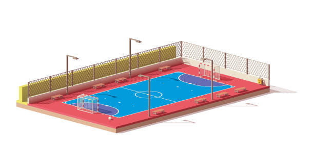 ilustrações de stock, clip art, desenhos animados e ícones de vector low poly futsal court - futsal