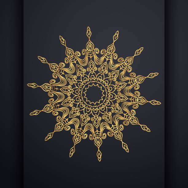Vector luxury ornamental mandala design background in gold color. Oriental vector, Anti-stress therapy patterns. Weave design elements. Yoga logos Vector. Vector luxury ornamental mandala design background in gold color. Oriental vector, Anti-stress therapy patterns. Weave design elements. Yoga logos Vector. yoga borders stock illustrations