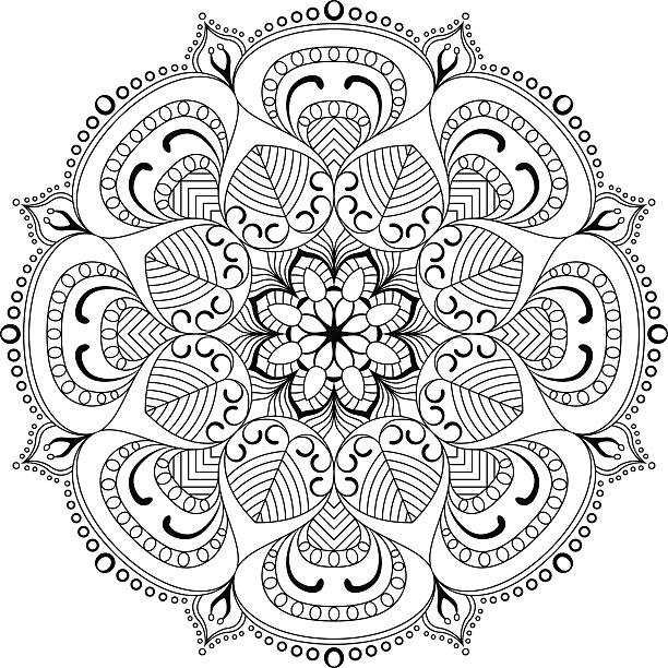 Vector mandala illustratio Mandala vector illustration of oriental. Decorative vintage pattern and geometric round ornament. Hand drawing motifs of arabic, asian, islam, pakistan, indian, ottoman, yoga, yoga borders stock illustrations