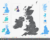 istock vector map of British Isles administrative divisions colored by countries and regions. Districts and counties maps of United Kingdom,Northern Ireland, Wales, Scotland and Republic of Ireland 911780848