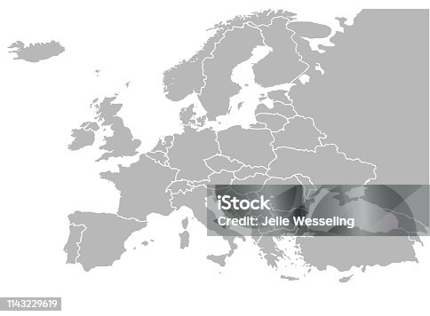 istock Vector map of Europe including Russia 1143229619