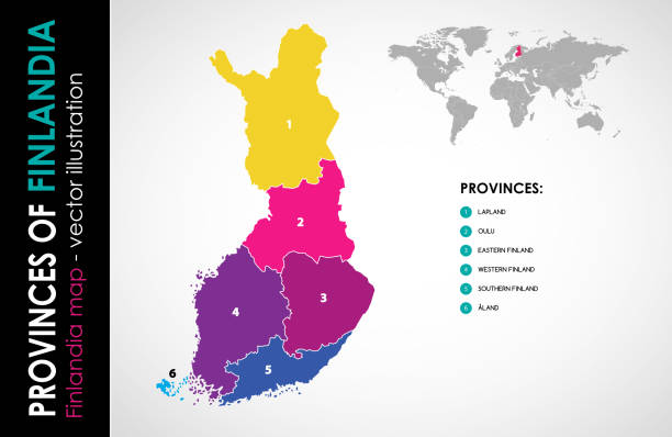 芬蘭和各省的向量地圖 color - 芬蘭拉普蘭區 幅插畫檔、美工圖案、卡通及圖標