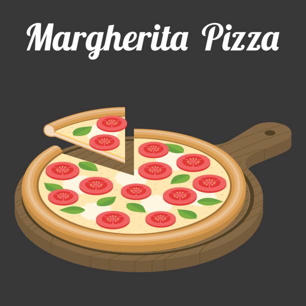 Vector Margherita Pizza Vector Margherita Pizza,flat design margherita stock illustrations