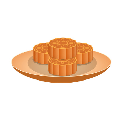 Vector material a plate of mooncakes