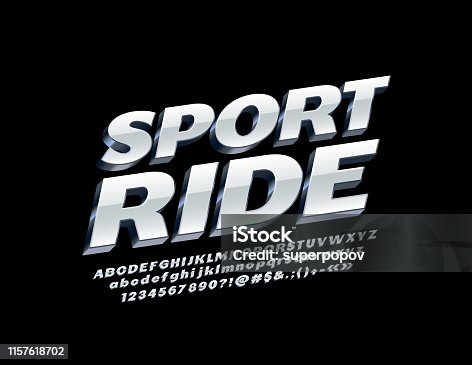 istock Vector metal sign Sort Ride with 3D Font. White and Silver Alphabet set 1157618702