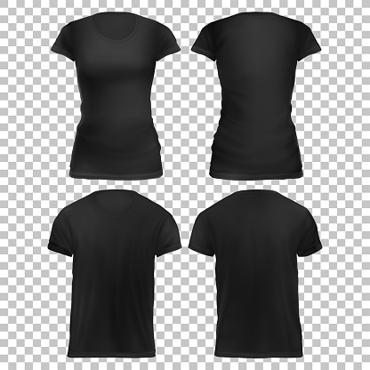 Download Vector Mockup Black Set Clothes T Shirt Man And Woman ...