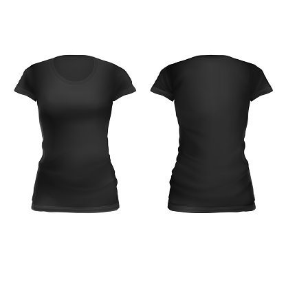 Download Vector Mockup Black Womens Tshirt Frontback Stock ...