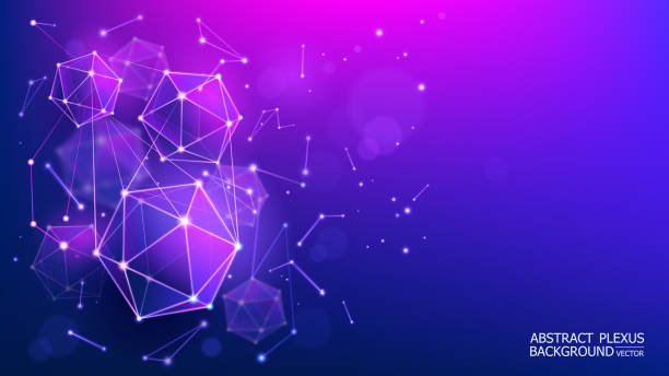 Vector. Modern abstract futuristic blue background. Complex geometric shapes. 3d hexagons. Blur effect. Microbiology and medicine. The genetic structure of an atom. Template for design projects Vector. Modern abstract futuristic blue background. Complex geometric shapes. 3d hexagons. Blur effect. Microbiology and medicine. The genetic structure of an atom. Template for design projects laboratory designs stock illustrations