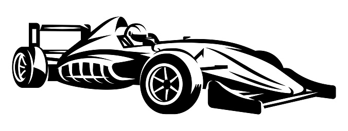Vector monochrome illustration with sports racing cars.