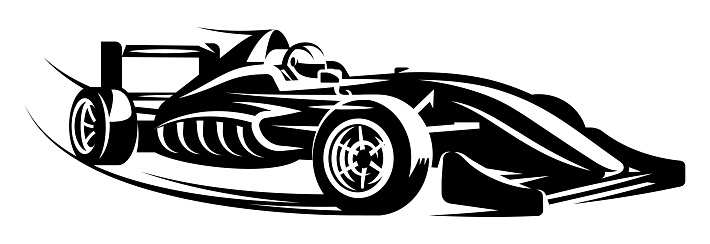 Vector monochrome illustration with sports racing cars.