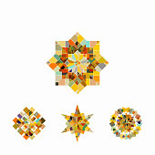 Vector mosaic mandala pattern symbol collection
