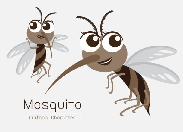 stockillustraties, clipart, cartoons en iconen met vector mosquito cartoon characterdesign; leuke stijl concept. - muggen