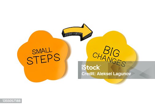 istock Vector motivational poster: small steps lead to big changes, illustration background, yellow. 1355057188