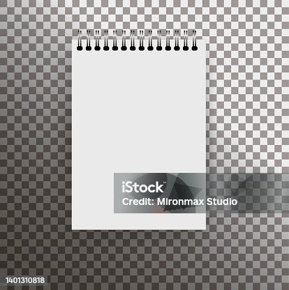 istock Vector Notebook isolated on white background. Blank realistic spiral notepad with crumpled paper sheets. 1401310818