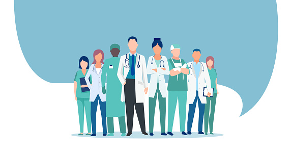 Vector of a medical staff, group of doctors and nurses