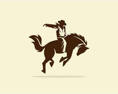 Vector of Cowboy riding wild horse