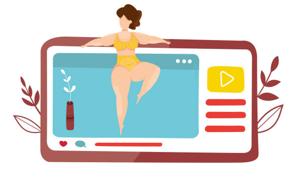 ilustrações de stock, clip art, desenhos animados e ícones de vector of fitness course. sport class at home. online lesson with teacher. lesson in mobile app. quarantine epidemic. working at home. stretching and fitness exercises. live streaming. broadcast. - steps