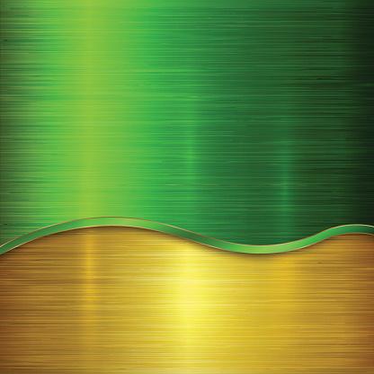Vector Of Metallic Green And Gold Background With Mid Curve Stock
