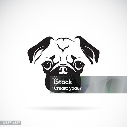 istock Vector of pug dog face on white background, Pet. Animals. Easy editable layered vector illustration. 1273714837
