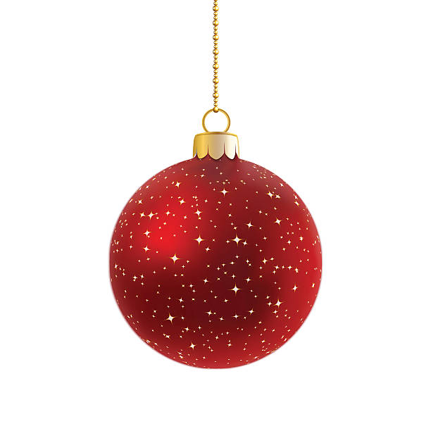 Vector of red satin bauble with stars on gold chain. vector art illustration