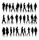 Vector of Silhouette of Business People Commuting