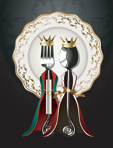 Vector of Spoon and Fork on Luxury Plate