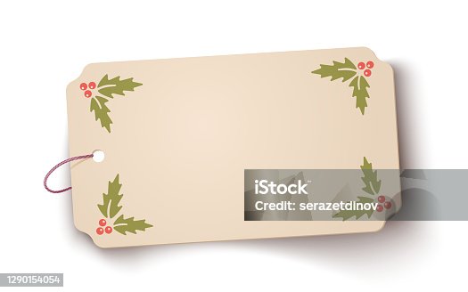 istock Vector old paper banner with Christmas plants. 1290154054