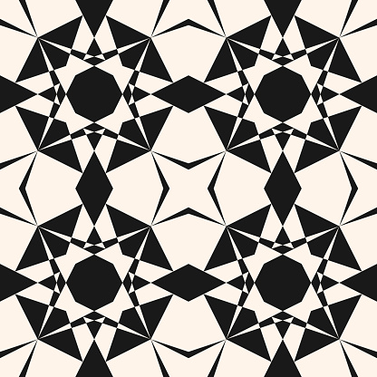 Vector ornamental geometric seamless pattern. Elegant black and white texture