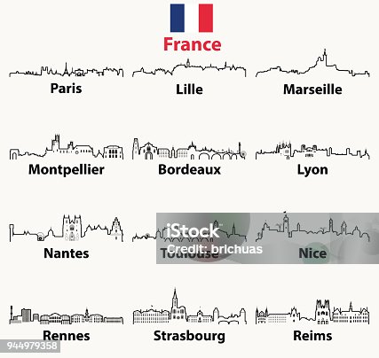 istock vector outlines icons of France cities skylines 944979358