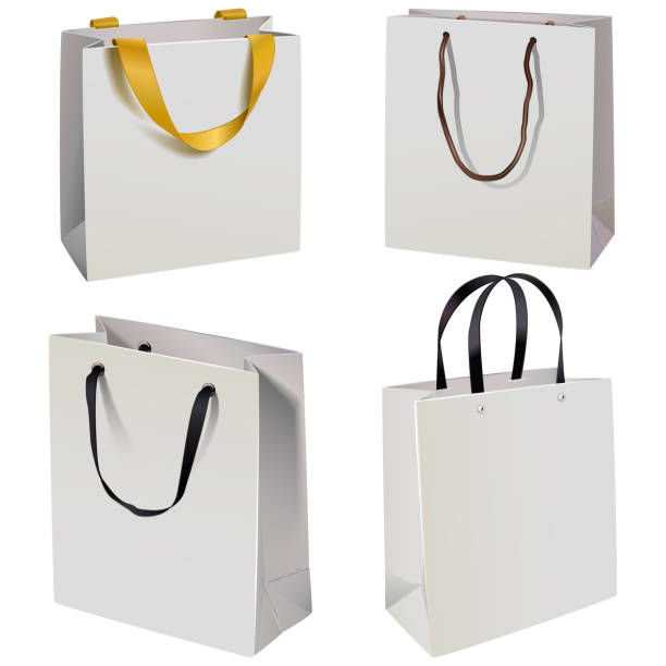 ベクトル紙バッグ アイコン - 紙袋　白点のイラスト素材／クリップアート素材／マンガ素材／アイコン素材