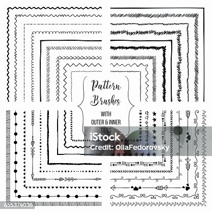 istock Vector pattern brushes with outer and inner tiles pack 655374036